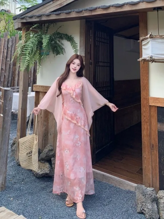 Romantic Floral Print Maxi Dress Women's Summer New Style Belted Sleeveless Long Skirt Korean Style Commute Bright Thread
Romantic Floral Print Maxi Dress Women's Summer New Style Belted Sleeveless Long Skirt Korean Style Commute Bright Thread