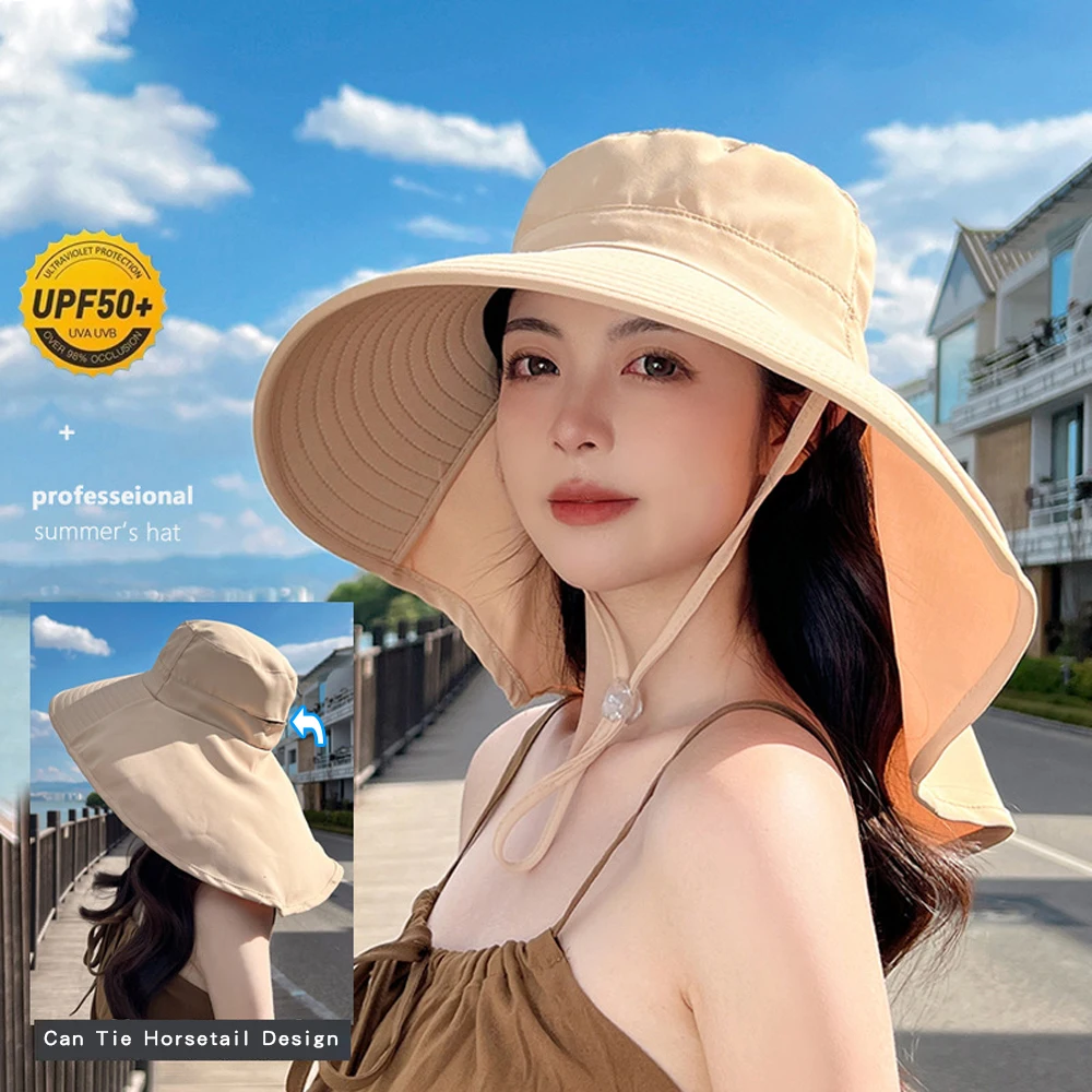 Summer Outdoor Sunscreen Sun Hat With Ponytail Hole Hat For Women Korean Style Fashionable Fisherman Hat With Large Eaves Shawl
Summer Outdoor Sunscreen Sun Hat With Ponytail Hole Hat For Women Korean Style Fashionable Fisherman Hat With Large Eaves Shawl