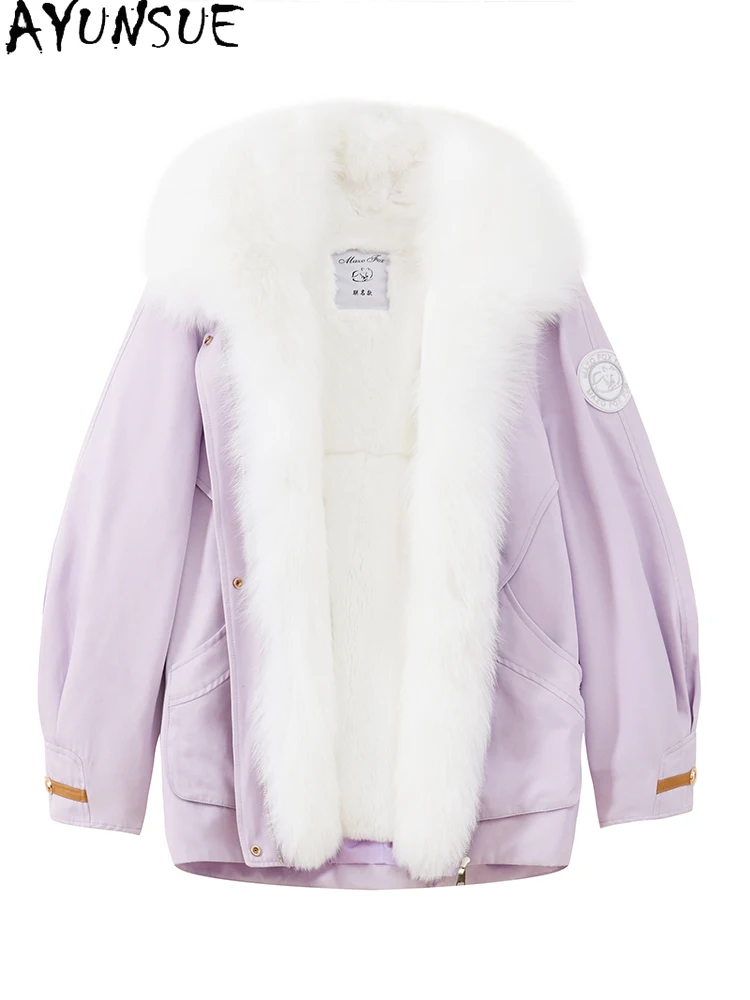 AYUNSUE Rex Rabbit Fur Parka Women 2025 Пальто из натурального меха Женская зимняя одежда Новая верхняя одежда Теплый воротник из лисьего меха Пальто Женское 
AYUNSUE Rex Rabbit Fur Parka Women 2025 Пальто из натурального меха Женская зимняя одежда Новая верхняя одежда Теплый воротник из лисьего меха Пальто Женское