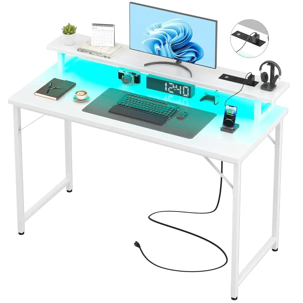 Computer Desk With Usb Power Outlets And Led Lights, 47 H Gaming Desk With Monitor Stand For Small Space Home Office, Modern
Computer Desk With Usb Power Outlets And Led Lights, 47 H Gaming Desk With Monitor Stand For Small Space Home Office, Modern