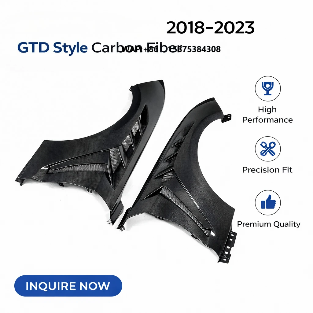 Carbon Fiber Front Fenders for Mustang (2018-2023) | GTD Style Front Wing Replacement | OEM-Style Fit
Carbon Fiber Front Fenders for Mustang (2018-2023) | GTD Style Front Wing Replacement | OEM-Style Fit