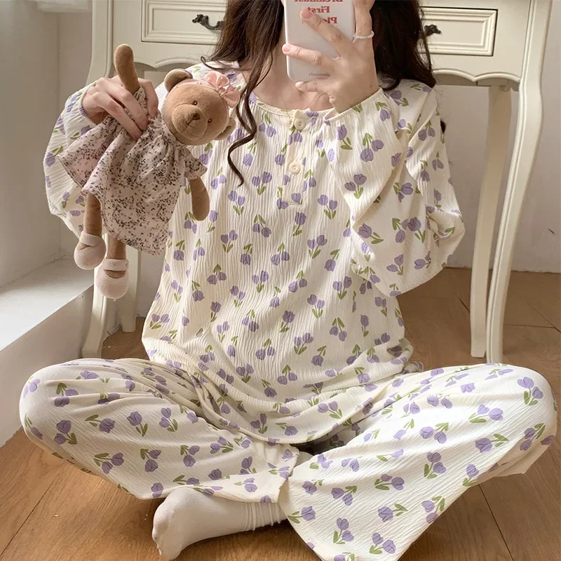 Cotton Long Sleeve Pants Floral Print Woman Satin Pajama Sets Ensembles 2 Piece Lady Outfit Lounge Women Pijama Sleepwear Pj
Cotton Long Sleeve Pants Floral Print Woman Satin Pajama Sets Ensembles 2 Piece Lady Outfit Lounge Women Pijama Sleepwear Pj
