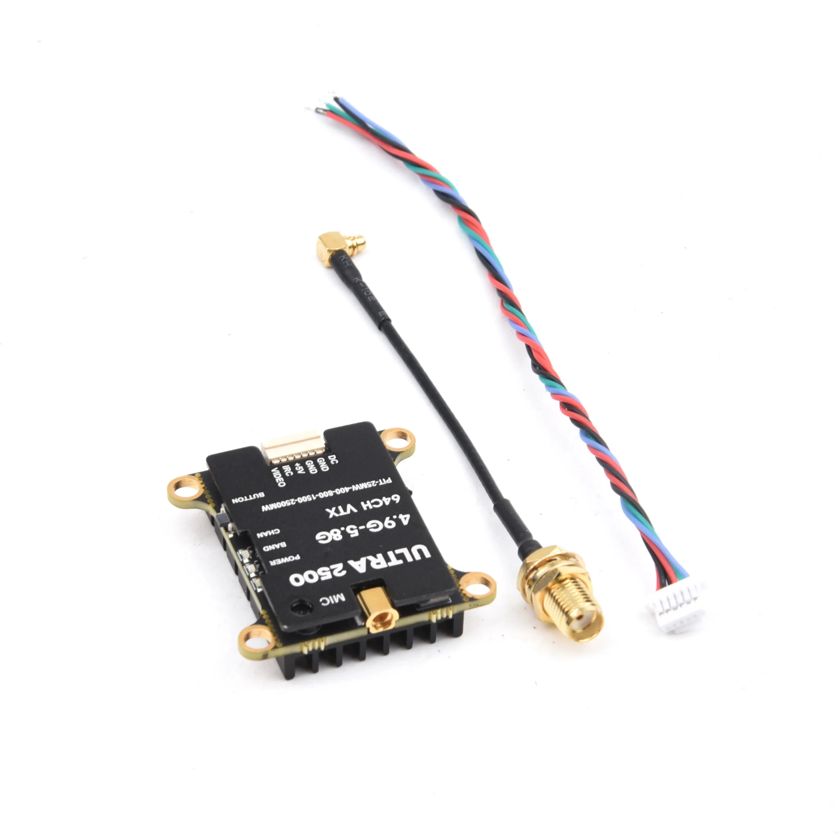 1.6W/2.5W/3W 4.9G-5.8G 64CH Adjustable FPV Transmitter Heat Sink Built-in Mic for Drone Airplane Long Range FPV System
1.6W/2.5W/3W 4.9G-5.8G 64CH Adjustable FPV Transmitter Heat Sink Built-in Mic for Drone Airplane Long Range FPV System