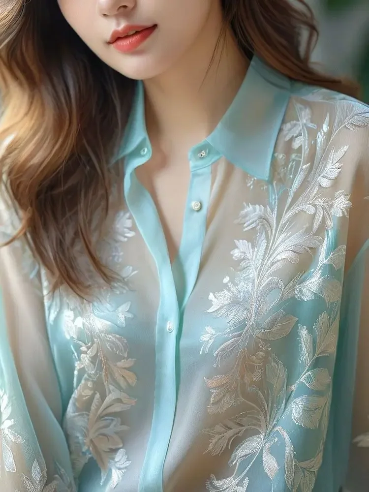 Straight New Fashion Net Yarn Solid Color Long Sleeve Women's Clothing Summer Chinese Style Buttons Top Perspective Blouses XQ63
Straight New Fashion Net Yarn Solid Color Long Sleeve Women's Clothing Summer Chinese Style Buttons Top Perspective Blouses XQ63