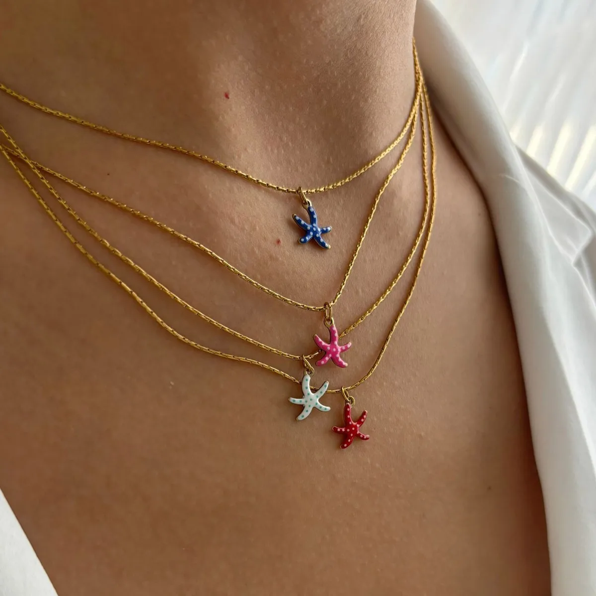 Sweet Design Cute Polka Dot Colorful Enamel Starfish Pendant Necklaces for Women Stainless Steel Gold Plated Trendy Jewelry Gift
Sweet Design Cute Polka Dot Colorful Enamel Starfish Pendant Necklaces for Women Stainless Steel Gold Plated Trendy Jewelry Gift