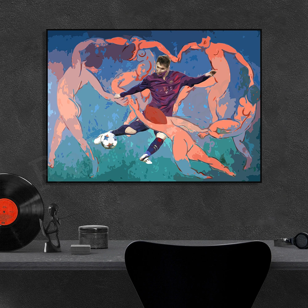 Funny athlete playing football in Matisse art, funny art poster decorating wall art print
Funny athlete playing football in Matisse art, funny art poster decorating wall art print