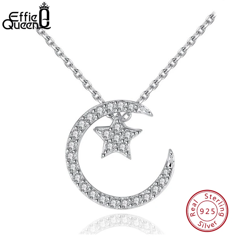 Ожерелье с подвеской EFFIE QUEEN Moon & Star, стерлинговое серебро 925 пробы с кубическим цирконием, женское ювелирное изделие, цепочка, ожерелье, подарок на вечеринку SN06
Ожерелье с подвеской EFFIE QUEEN Moon & Star, стерлинговое серебро 925 пробы с кубическим цирконием, женское ювелирное изделие, цепочка, ожерелье, подарок на вечеринку SN06
