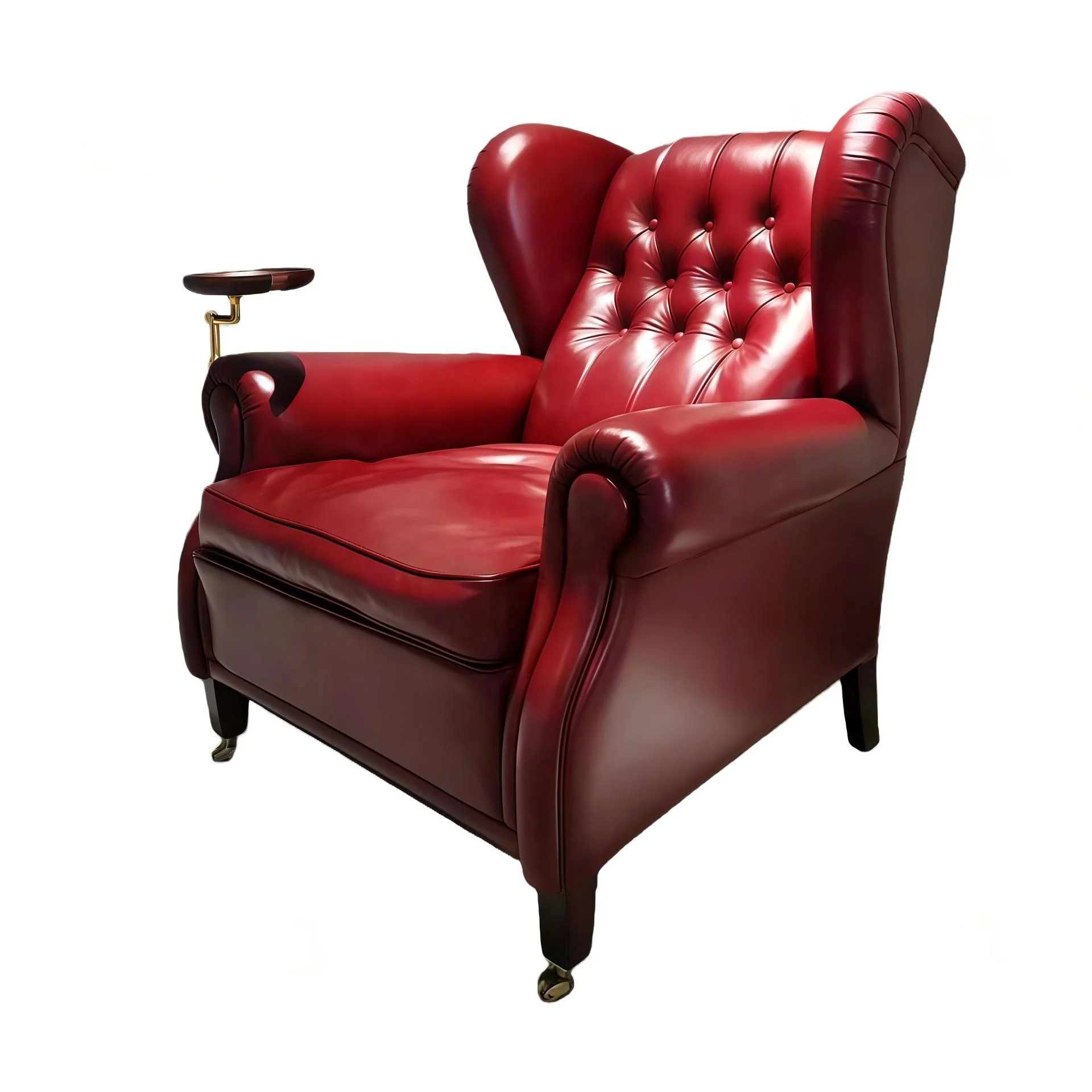 #Wingback Accent Chair Oxblood Red Oil Wax Leather Tufted Backrest Gold Side Tray Rolled Arms Caster Wheels Classic Living Room
#Wingback Accent Chair Oxblood Red Oil Wax Leather Tufted Backrest Gold Side Tray Rolled Arms Caster Wheels Classic Living Room