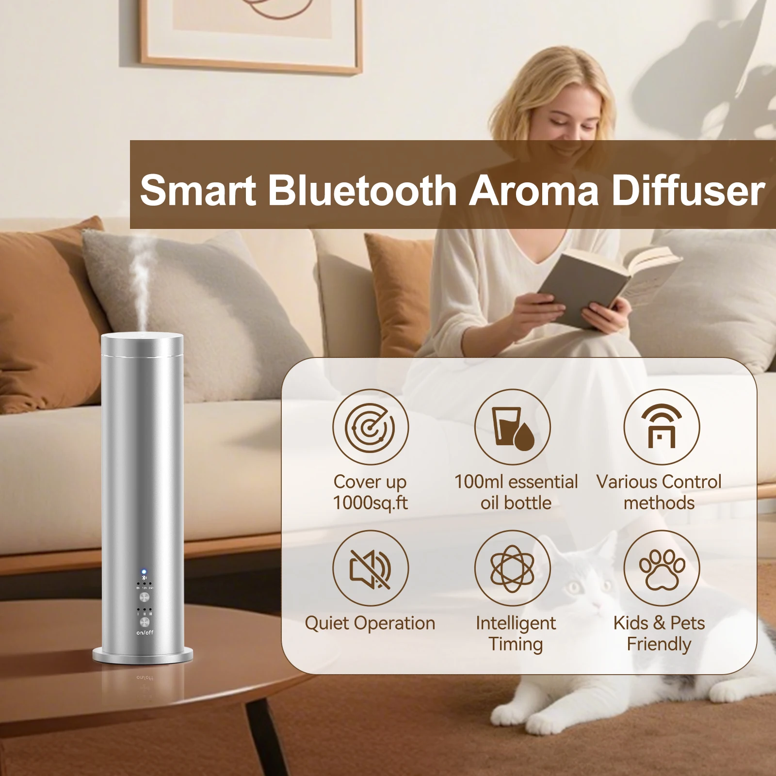 Professional Bluetooth Essential Oil Aromatherapy Diffuser Smart Timer Quiet Fast Deodorization Coverage 100m³ for Home Hotel
Professional Bluetooth Essential Oil Aromatherapy Diffuser Smart Timer Quiet Fast Deodorization Coverage 100m³ for Home Hotel