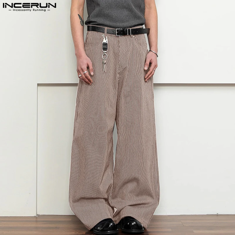 INCERUN Men Striped Pants Button Joggers Loose Casual Straight Trousers Men Streetwear 2025 Korean Style Fashion Male Long Pants
INCERUN Men Striped Pants Button Joggers Loose Casual Straight Trousers Men Streetwear 2025 Korean Style Fashion Male Long Pants