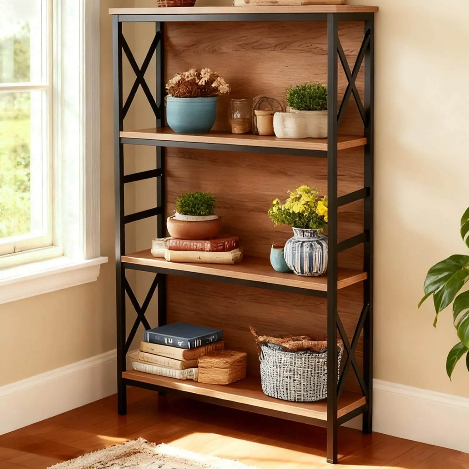 4-Tier Industrial Bookshelf with Metal Frame, 29.5" Short Bookcase for Small Spaces, Brown
4-Tier Industrial Bookshelf with Metal Frame, 29.5" Short Bookcase for Small Spaces, Brown