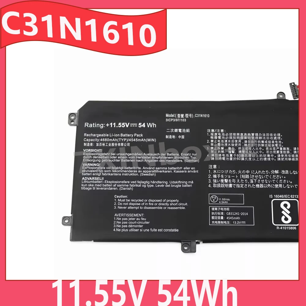 C31N1610 11.55V 54Wh Laptop Battery for Asus Zenbook UX330 UX330C UX330CA U3000C series 0B200-02090 0B200-02090100
C31N1610 11.55V 54Wh Laptop Battery for Asus Zenbook UX330 UX330C UX330CA U3000C series 0B200-02090 0B200-02090100