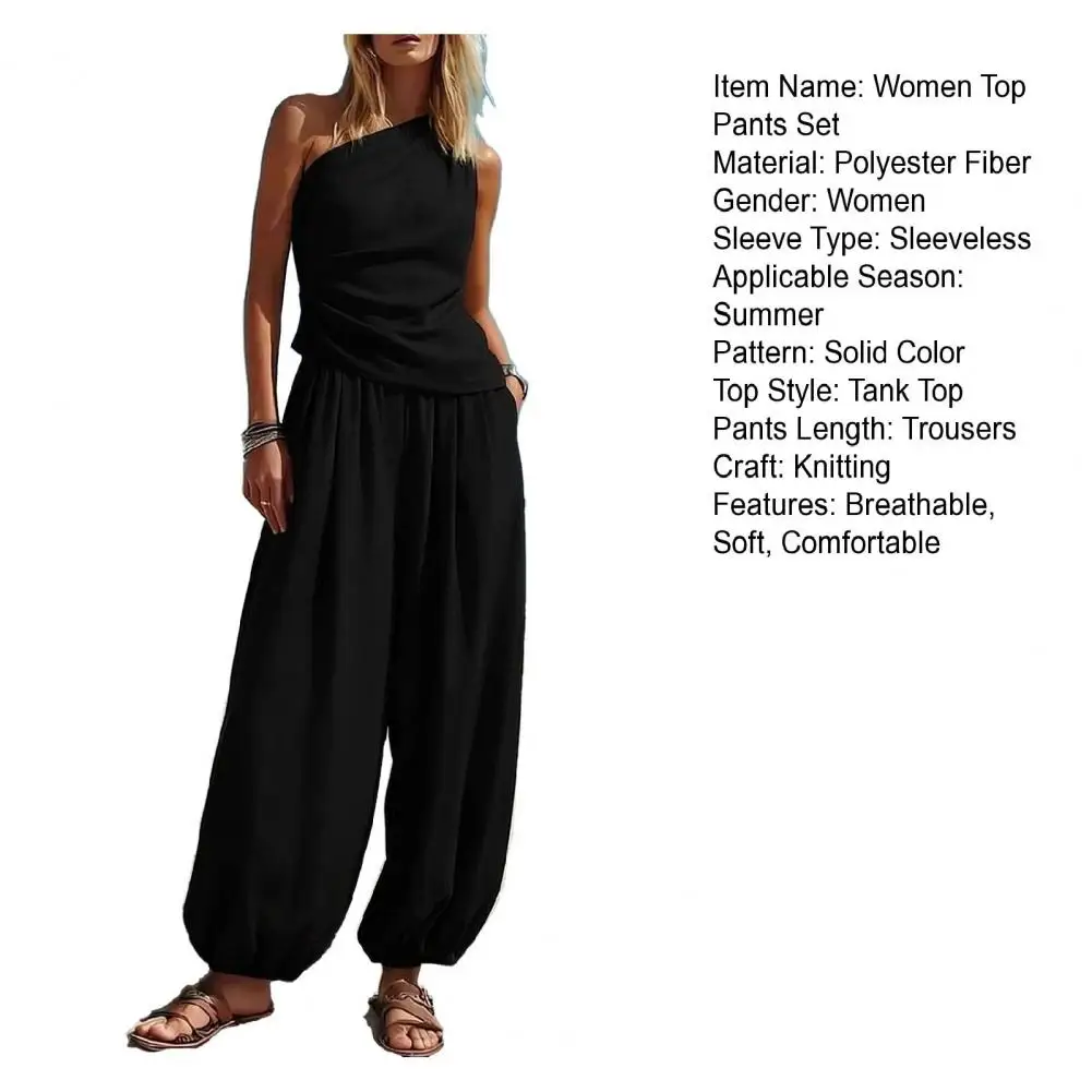 2026 Summer Slanted Collar Folds 2 Piece Set Women Sleeveless Tank Top High Waist Wide Leg Pants Casual Loose Outfit Streetwear
2026 Summer Slanted Collar Folds 2 Piece Set Women Sleeveless Tank Top High Waist Wide Leg Pants Casual Loose Outfit Streetwear