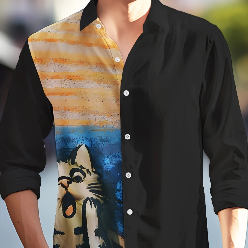 Retro Men's Shirt With Cat Pattern Printed Shirt Men's Street Fashion Long Sleeved Button Up Shirt Autumn Winter New Men's Shirt
Retro Men's Shirt With Cat Pattern Printed Shirt Men's Street Fashion Long Sleeved Button Up Shirt Autumn Winter New Men's Shirt