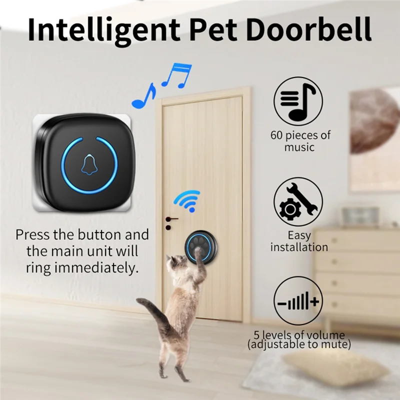A41Z-Wireless Doorbell For Cats & Dogs 300M Range 60 Songs High Volume Waterproof Smart Home Training Bell US Plug
A41Z-Wireless Doorbell For Cats & Dogs 300M Range 60 Songs High Volume Waterproof Smart Home Training Bell US Plug