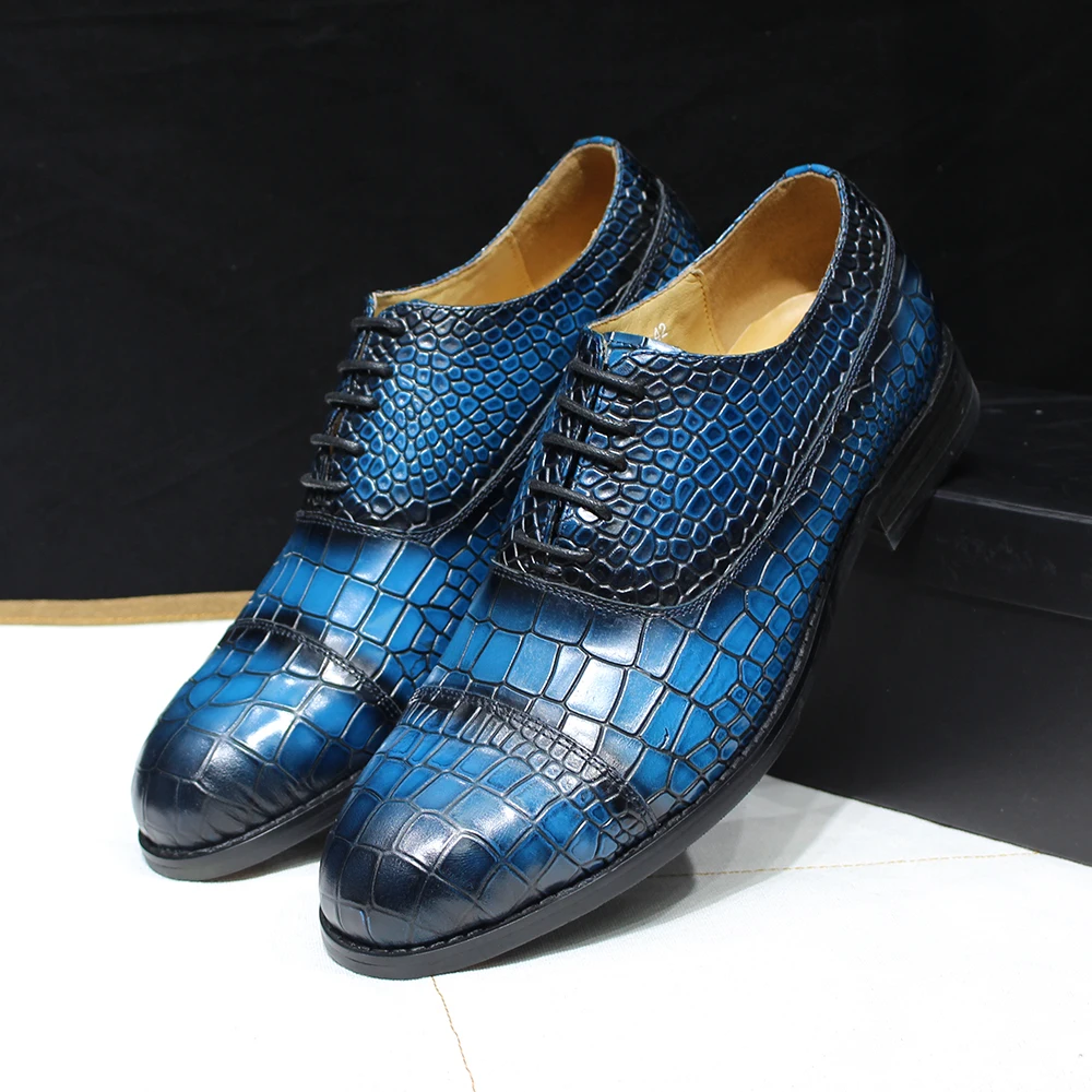 Luxury Men's Oxford Dress Shoes Genuine Leather Lace Up Solid Cap Toe Oxfords Male Crocodile Print Office Wedding Party Footwear
Luxury Men's Oxford Dress Shoes Genuine Leather Lace Up Solid Cap Toe Oxfords Male Crocodile Print Office Wedding Party Footwear