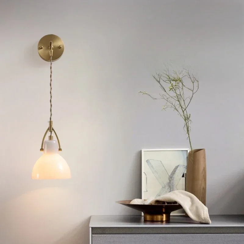 GHEUVNJ All copper light luxury living room hanging wire wall lamp Japanese style minimalist glass bedroom lamp bedside wall la
GHEUVNJ All copper light luxury living room hanging wire wall lamp Japanese style minimalist glass bedroom lamp bedside wall la