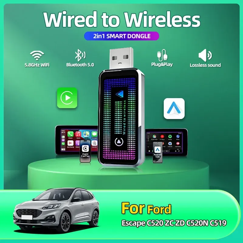 2IN1 Mini Box Wired to Wireless CarPlay and Android Car 5GHz WiFi5 Transmission Speed Plug Play For Ford Escape C520 ZC/ZD C520N
2IN1 Mini Box Wired to Wireless CarPlay and Android Car 5GHz WiFi5 Transmission Speed Plug Play For Ford Escape C520 ZC/ZD C520N