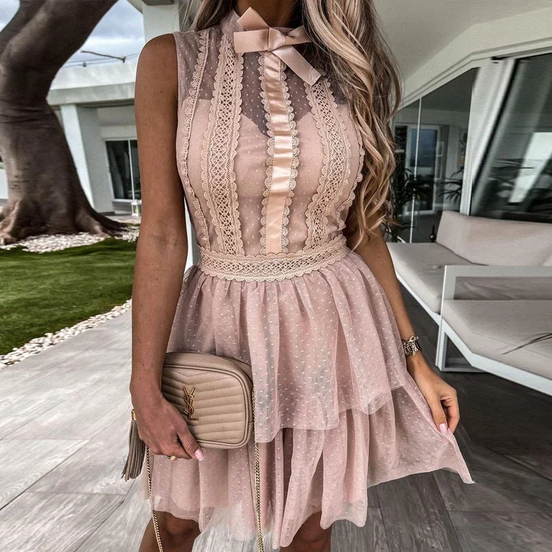 Sexy See Through Mesh Lace Party Dress Women Hollow Out Ruffles Office Lady Mini Dress Summer Bowknot Polka Dot Print Dresses
Sexy See Through Mesh Lace Party Dress Women Hollow Out Ruffles Office Lady Mini Dress Summer Bowknot Polka Dot Print Dresses