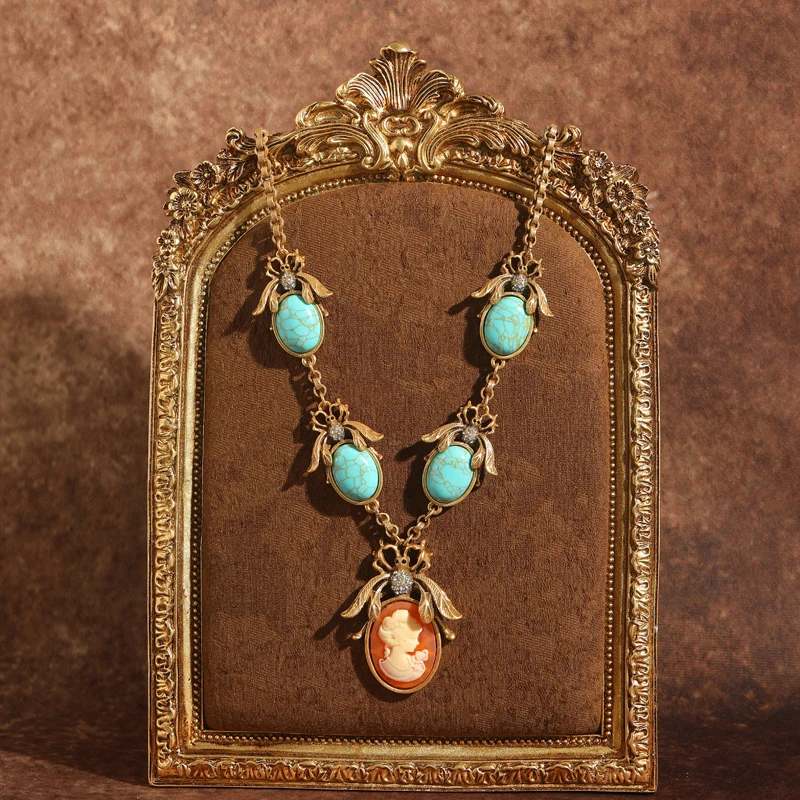 Retro Blue Turquoise Jewelry Orange Cameo Necklaces Bee Natural Stone Chain Antique Women Vintage Accessories 2026 New Wedding
Retro Blue Turquoise Jewelry Orange Cameo Necklaces Bee Natural Stone Chain Antique Women Vintage Accessories 2026 New Wedding