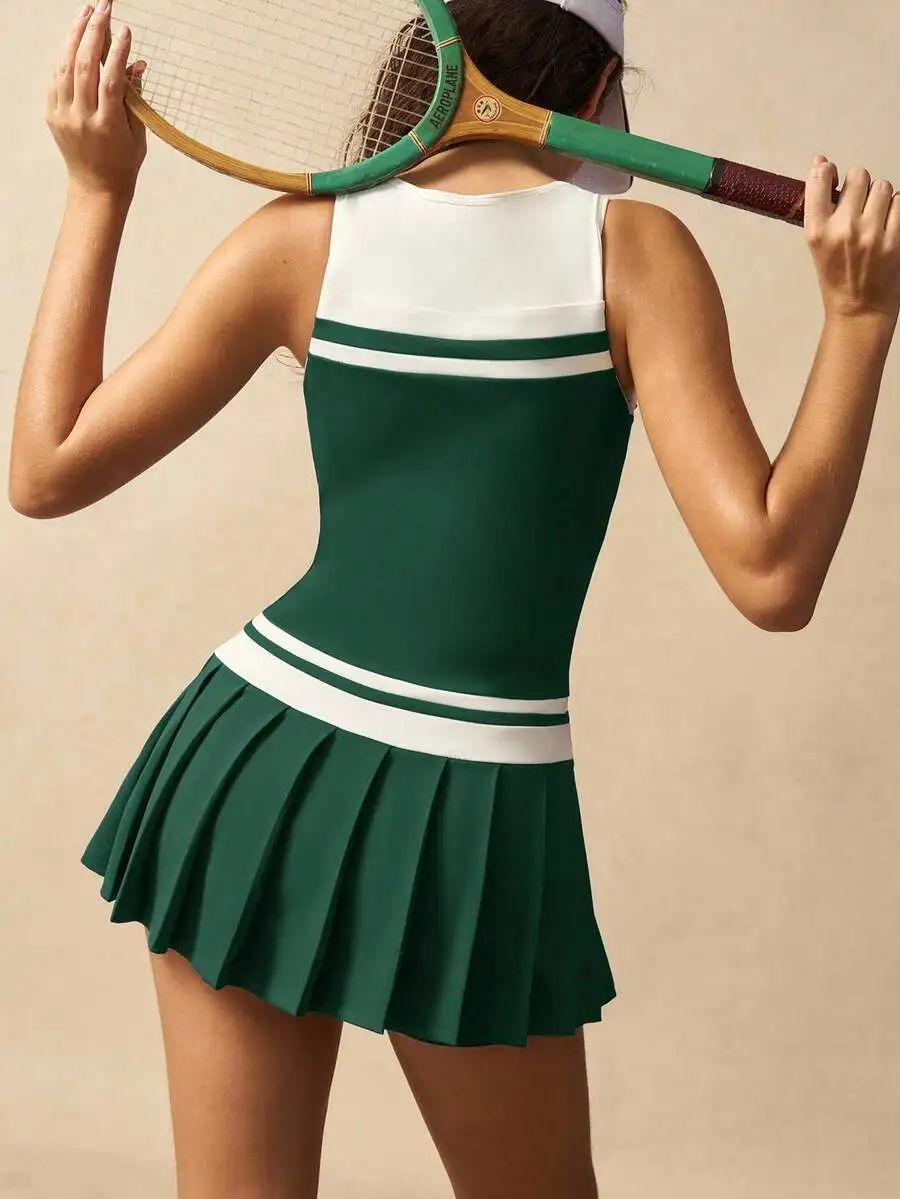 Green And White Sleeveless Tennis Dress For Women
Green And White Sleeveless Tennis Dress For Women