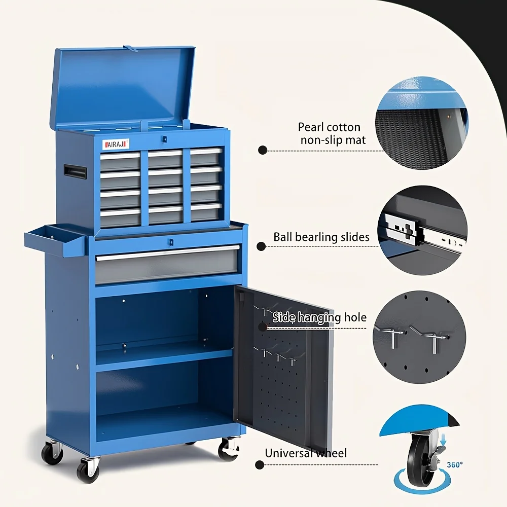 large 7-drawer toolbox, multi wheel rolling toolbox with 7 storage boxes and hooks, large capacity, easy to store parts, can be used in workshops such as garages.
large 7-drawer toolbox, multi wheel rolling toolbox with 7 storage boxes and hooks, large capacity, easy to store parts, can be used in workshops such as garages.