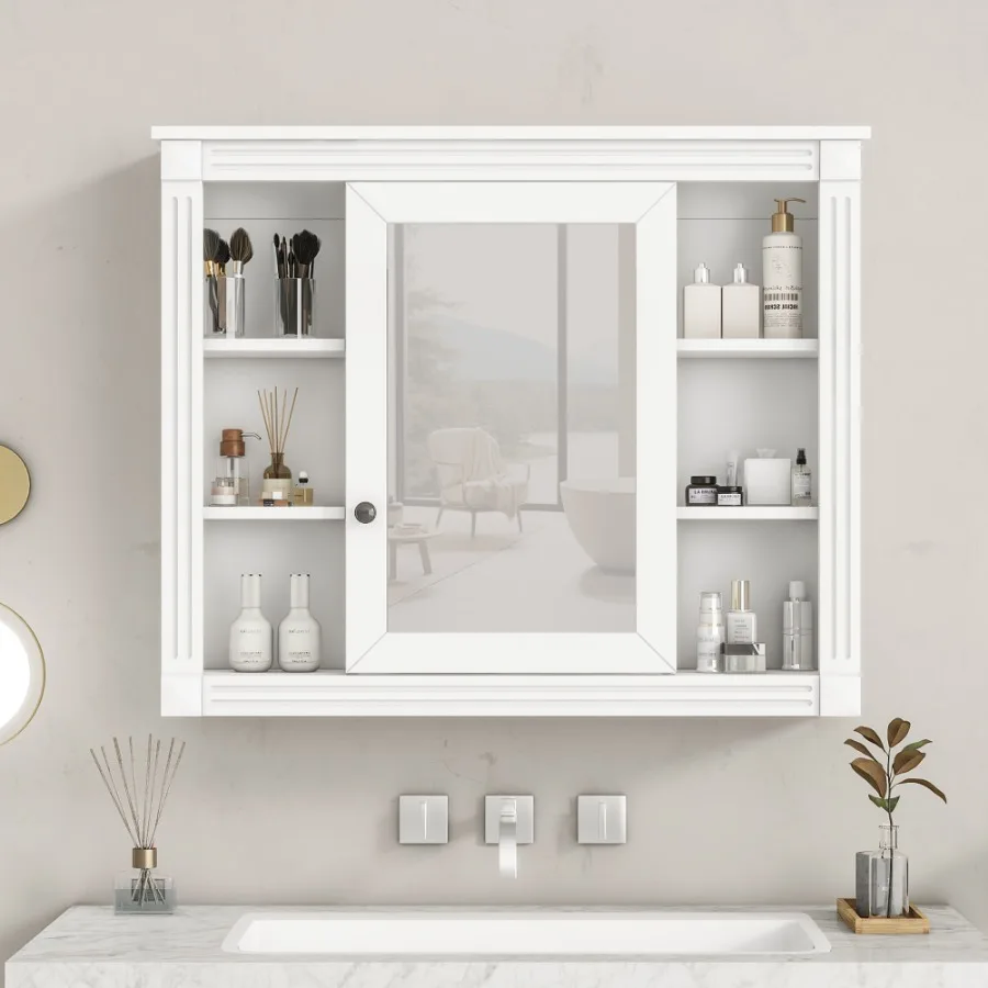 35'' x 28'' Wall Mounted Bathroom Storage Cabinet, Medicine Cabinet, Modern Bathroom Wall Cabinet with Mirror, Mirror Cabinet w
35'' x 28'' Wall Mounted Bathroom Storage Cabinet, Medicine Cabinet, Modern Bathroom Wall Cabinet with Mirror, Mirror Cabinet w