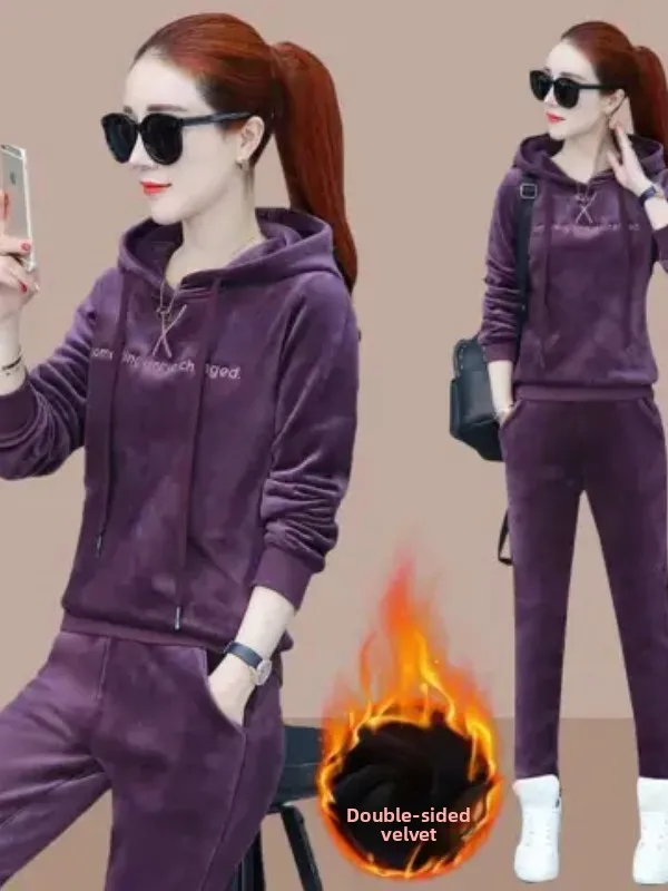 Women's Velvet Sportswear Set Casual Thickened Fleece Hoodie Two-Piece Suit Autumn Winter Loose Fit Fashionable Comfortable
Women's Velvet Sportswear Set Casual Thickened Fleece Hoodie Two-Piece Suit Autumn Winter Loose Fit Fashionable Comfortable