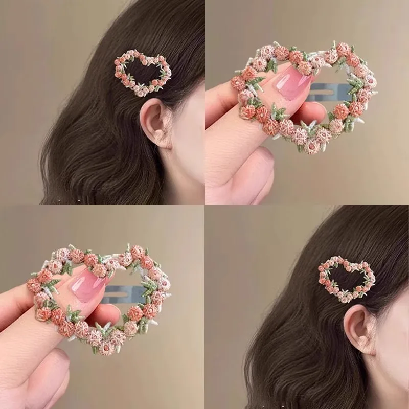 Pink Heart-shaped Embroidered Flower Hair Clip Sweet Feminine Side Clip Lace BB Clip Elegant Updo Shark Clip Headwear Accessory
Pink Heart-shaped Embroidered Flower Hair Clip Sweet Feminine Side Clip Lace BB Clip Elegant Updo Shark Clip Headwear Accessory