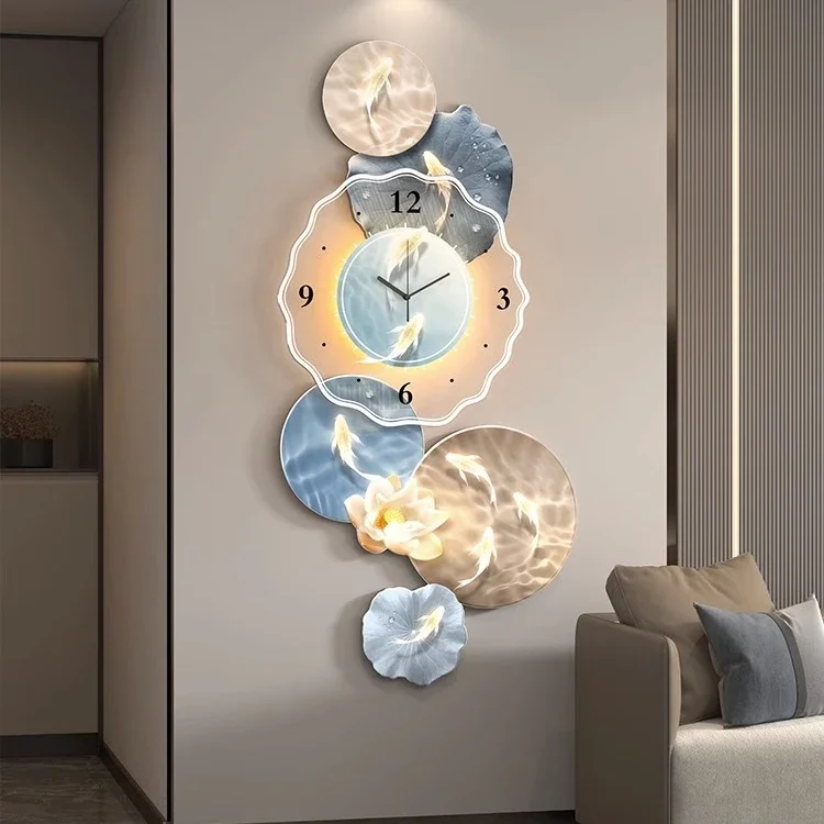 Nine fish picture porch decorative painting with wall clock living room corridor corridor hanging picture wall lamp
Nine fish picture porch decorative painting with wall clock living room corridor corridor hanging picture wall lamp