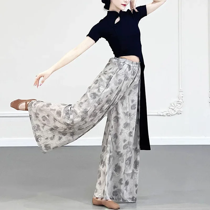 New Chinese style dance practice clothing for women, modern ethnic classical dance, printed ink long pants, wide leg pants for a
New Chinese style dance practice clothing for women, modern ethnic classical dance, printed ink long pants, wide leg pants for a