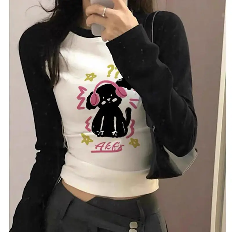 Sweet Slim Printing Short T Shirts Spring Autumn New Long Sleeve O-neck Thin All-match Trend Tops Fashion Casual Women Clothing
Sweet Slim Printing Short T Shirts Spring Autumn New Long Sleeve O-neck Thin All-match Trend Tops Fashion Casual Women Clothing