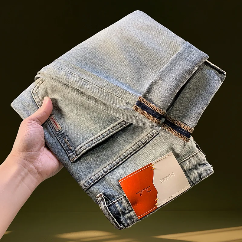 Eight point length jeans for men, summer thin style, trendy retro, scraped patch, elastic, breathable and loose men's pants
Eight point length jeans for men, summer thin style, trendy retro, scraped patch, elastic, breathable and loose men's pants
