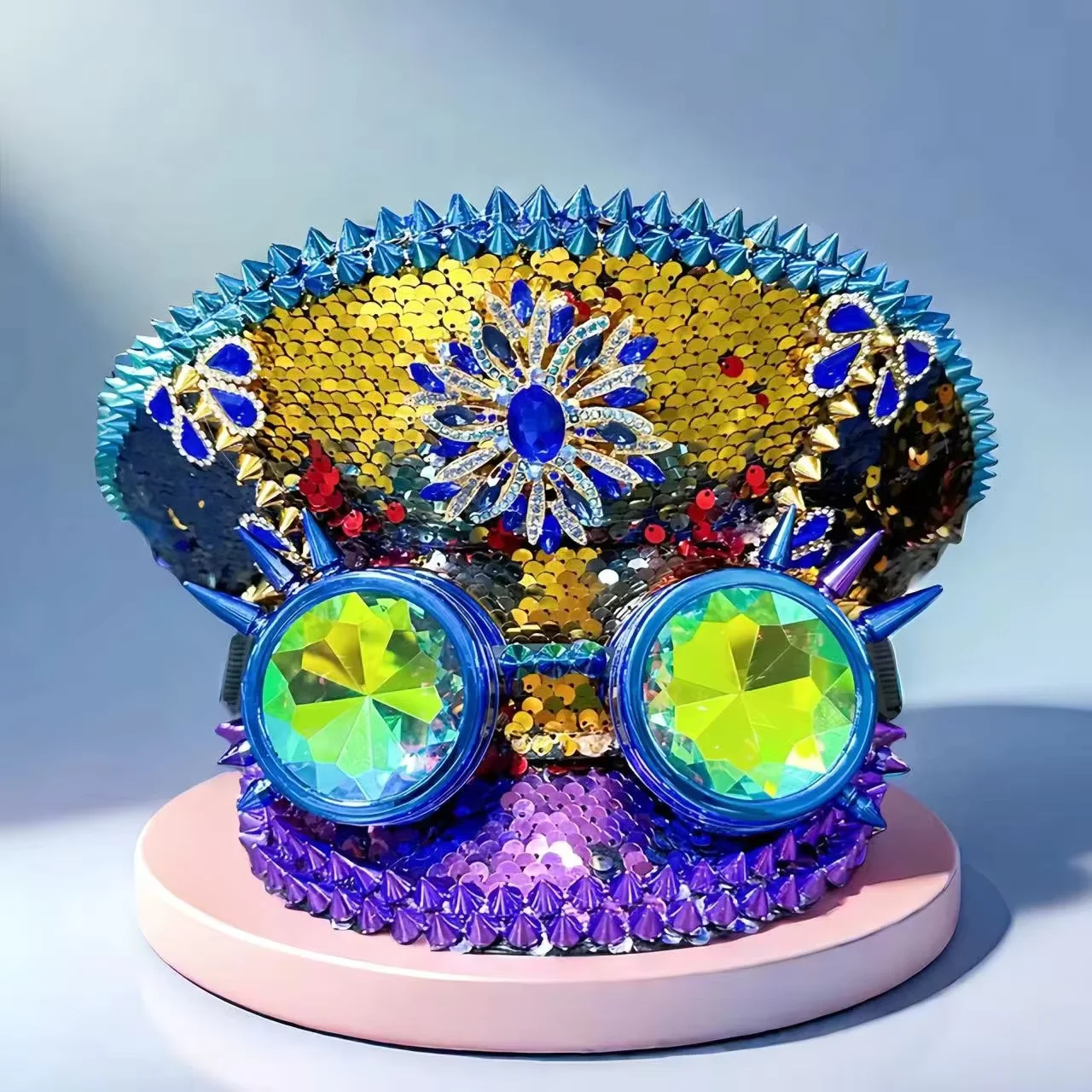 HongLuan красочная шляпа капитана со стразами и очками для фестиваля Burning Man, аксессуары для рейв-фестив и вечерние шляпы для женщин
HongLuan красочная шляпа капитана со стразами и очками для фестиваля Burning Man, аксессуары для рейв-фестив и вечерние шляпы для женщин