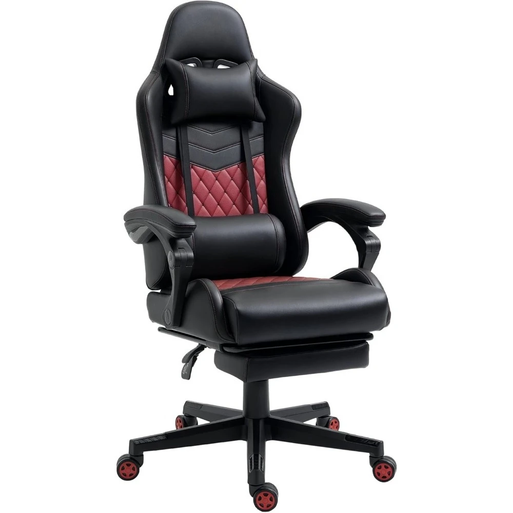 Racing Gaming Chair Diamond PU Leather Office Gamer Chair High Back Swivel Recliner with Footrest, Adjustable Height, Black
Racing Gaming Chair Diamond PU Leather Office Gamer Chair High Back Swivel Recliner with Footrest, Adjustable Height, Black