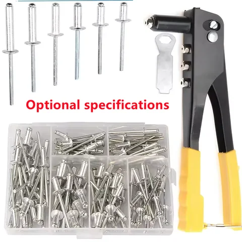 Ensemble de rivets robustes, pistolet à rivets Pop, Kit d'assortiment de Rivets aveugles, outils manuels, outil d'écrou à rivets, 120 pièces