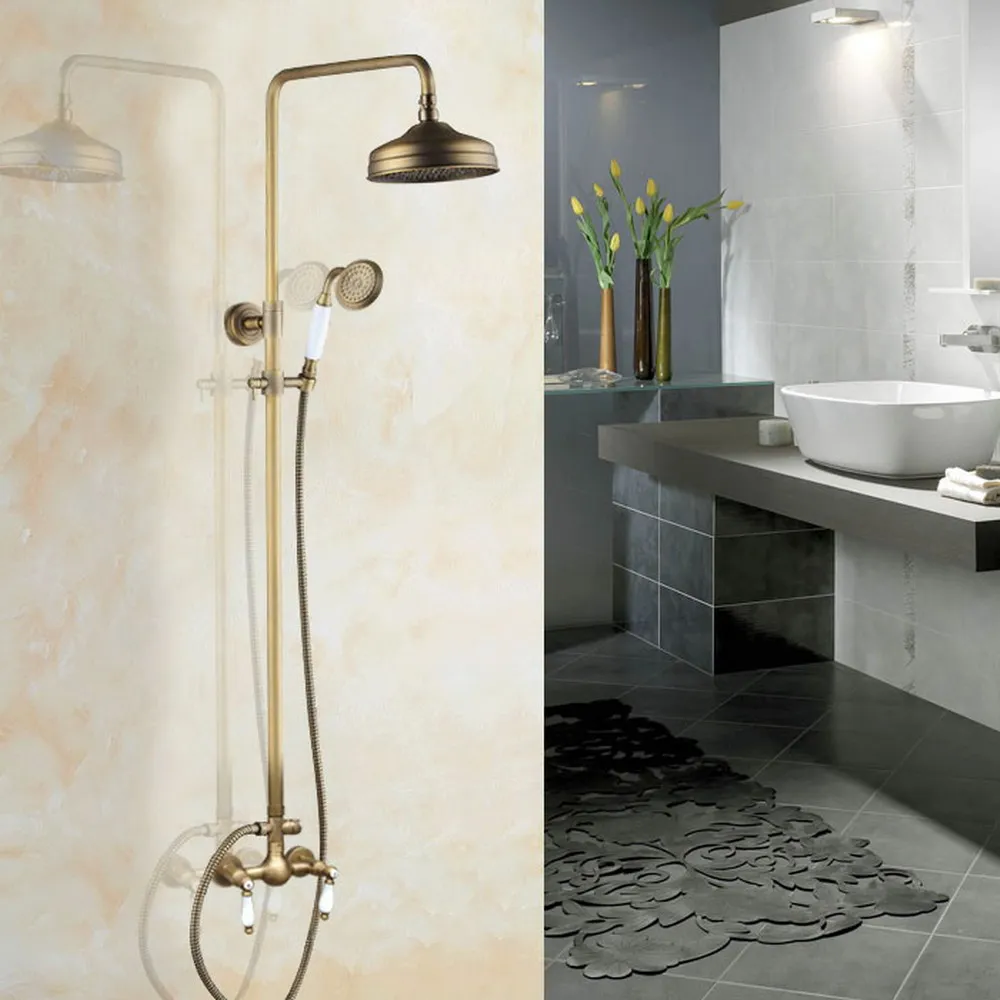 High Quality Antique Shower Faucet Mixer Tap With 8" Rainfall Shower Head Dual Handle Bath Shower Kit zan117
High Quality Antique Shower Faucet Mixer Tap With 8" Rainfall Shower Head Dual Handle Bath Shower Kit zan117