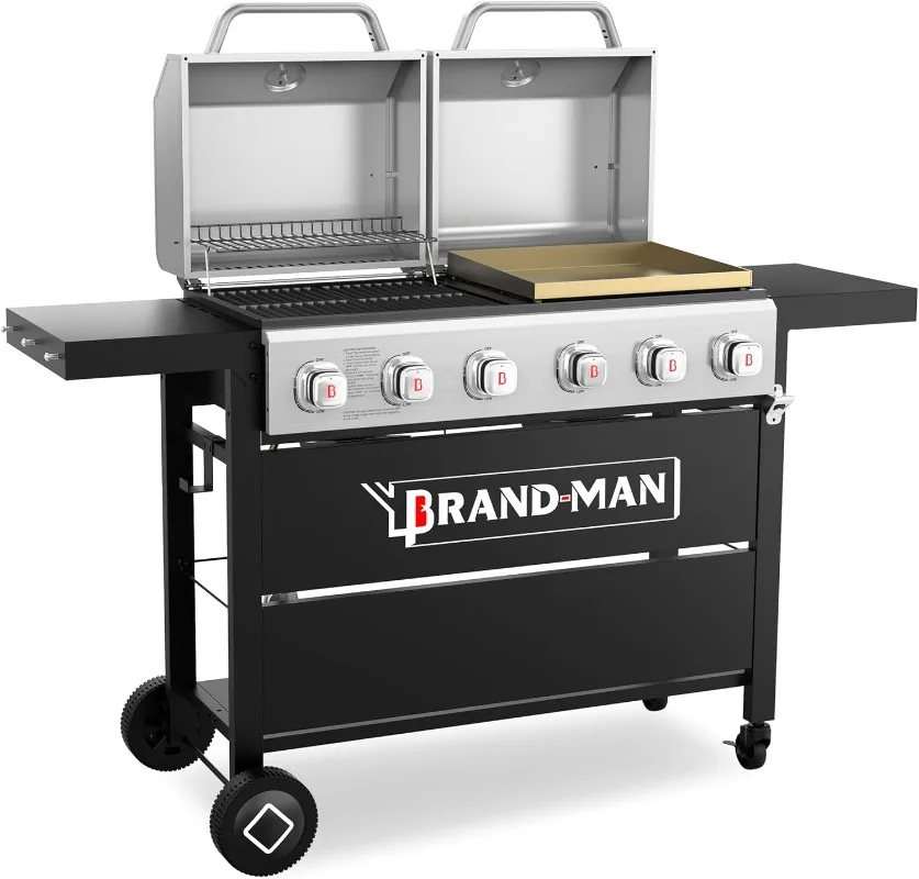 Combo 6-Burner, 2 in 1 Versatile Propane Gas Grill and Griddle with Double Stainless Steel Lids, BBQ Combo
Combo 6-Burner, 2 in 1 Versatile Propane Gas Grill and Griddle with Double Stainless Steel Lids, BBQ Combo