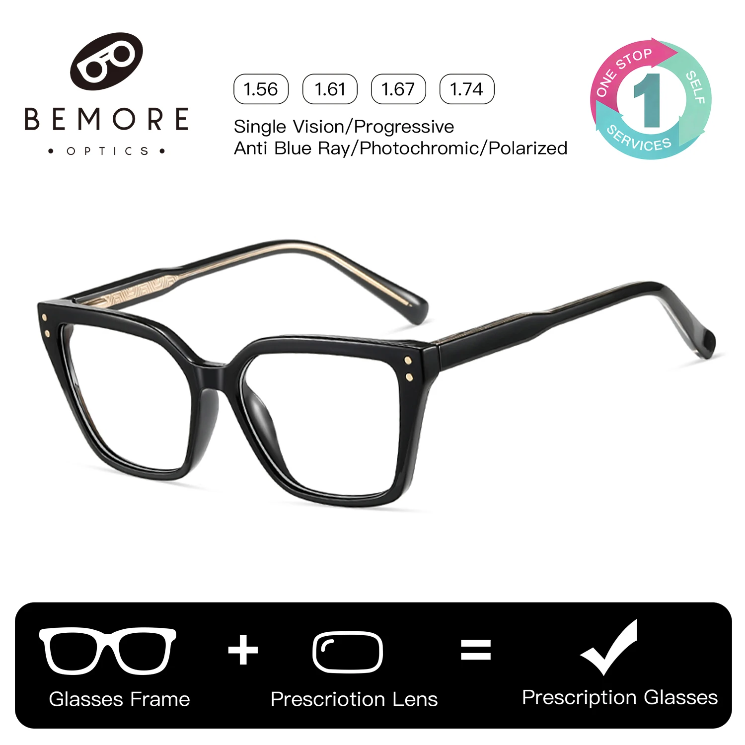 BEMORE Trendy Square Optical Glasses with Recipe Anti-Blue Ray Butterfly Progressive Multifocal Prescription Eyewear
BEMORE Trendy Square Optical Glasses with Recipe Anti-Blue Ray Butterfly Progressive Multifocal Prescription Eyewear