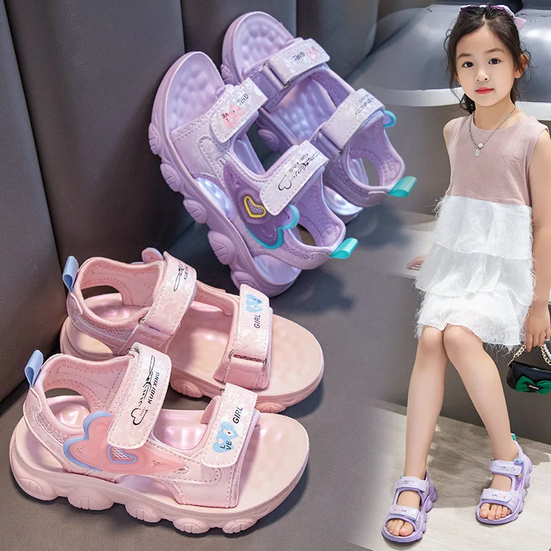 Girls Summer Sandals New Love Pattern Fashion Anti Slip Princess Sandals Colorful PU Primary School Students Casual Beach Shoes
Girls Summer Sandals New Love Pattern Fashion Anti Slip Princess Sandals Colorful PU Primary School Students Casual Beach Shoes