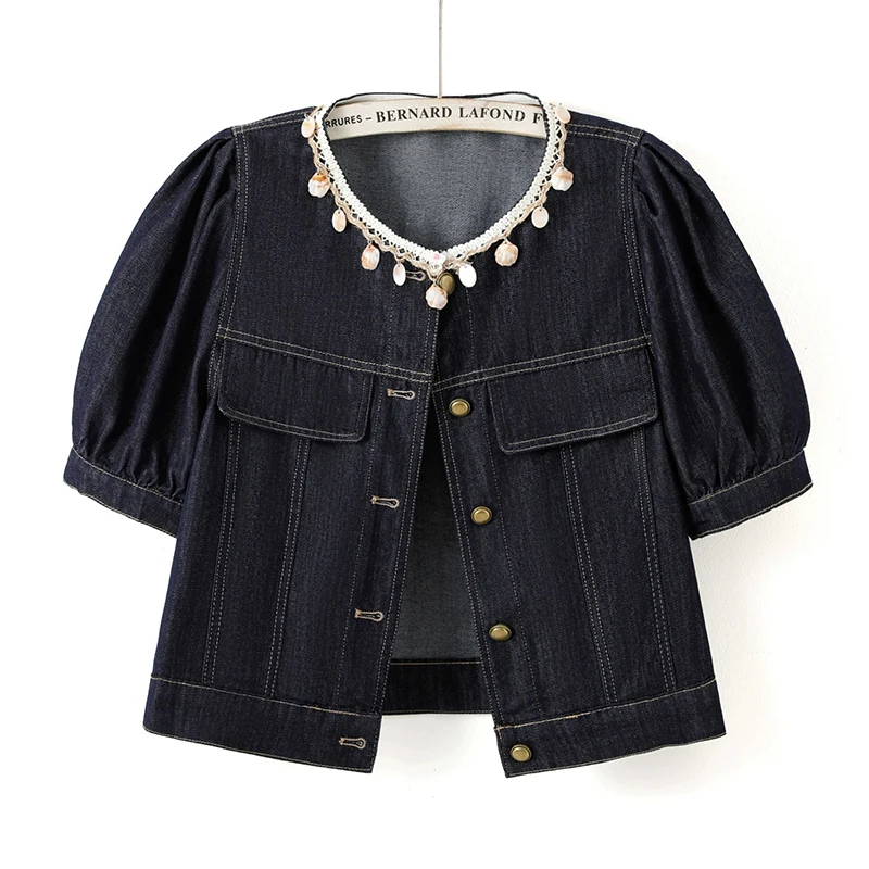 Summer Women New Dark Blue Slim Short Denim Jacket Round Neck Short Sleeve Single-Breasted Jeans Jacket Coat Female Veste Femme
Summer Women New Dark Blue Slim Short Denim Jacket Round Neck Short Sleeve Single-Breasted Jeans Jacket Coat Female Veste Femme