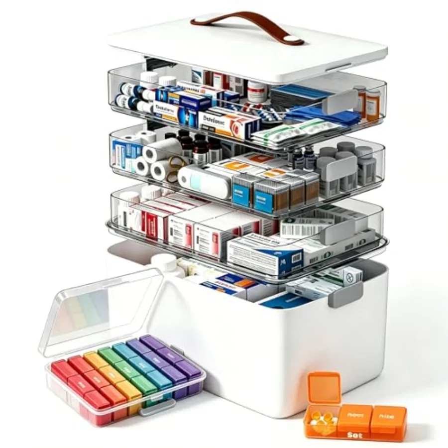 4- Tier Medicine Storage Box Organizer Portable First Aid kit Box Sewing, Art, Craft with Handle, Multipurpose Medical Supply w
4- Tier Medicine Storage Box Organizer Portable First Aid kit Box Sewing, Art, Craft with Handle, Multipurpose Medical Supply w