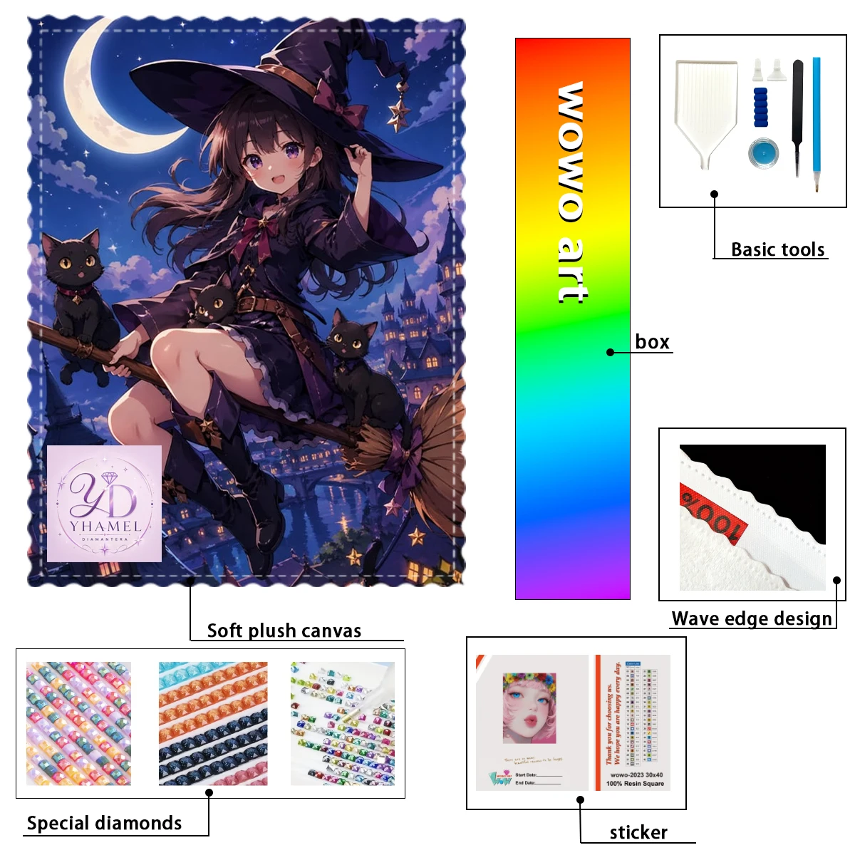 【YHAMEL Diamond Art】Dos gatos negros y una bruja Crystal AB Rhinestone FD Rhinestone Perfect Resin Diamond
【YHAMEL Diamond Art】Dos gatos negros y una bruja Crystal AB Rhinestone FD Rhinestone Perfect Resin Diamond
