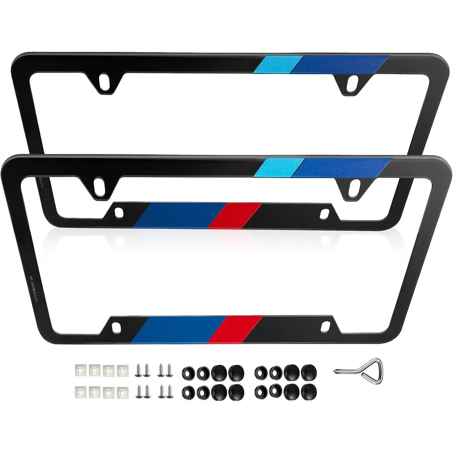 Matte Black Stainless Steel License Plate Frame Set for Cars, Stronger Than Aluminum, US Standard Size, 2 Pack Blue Red Sports
Matte Black Stainless Steel License Plate Frame Set for Cars, Stronger Than Aluminum, US Standard Size, 2 Pack Blue Red Sports