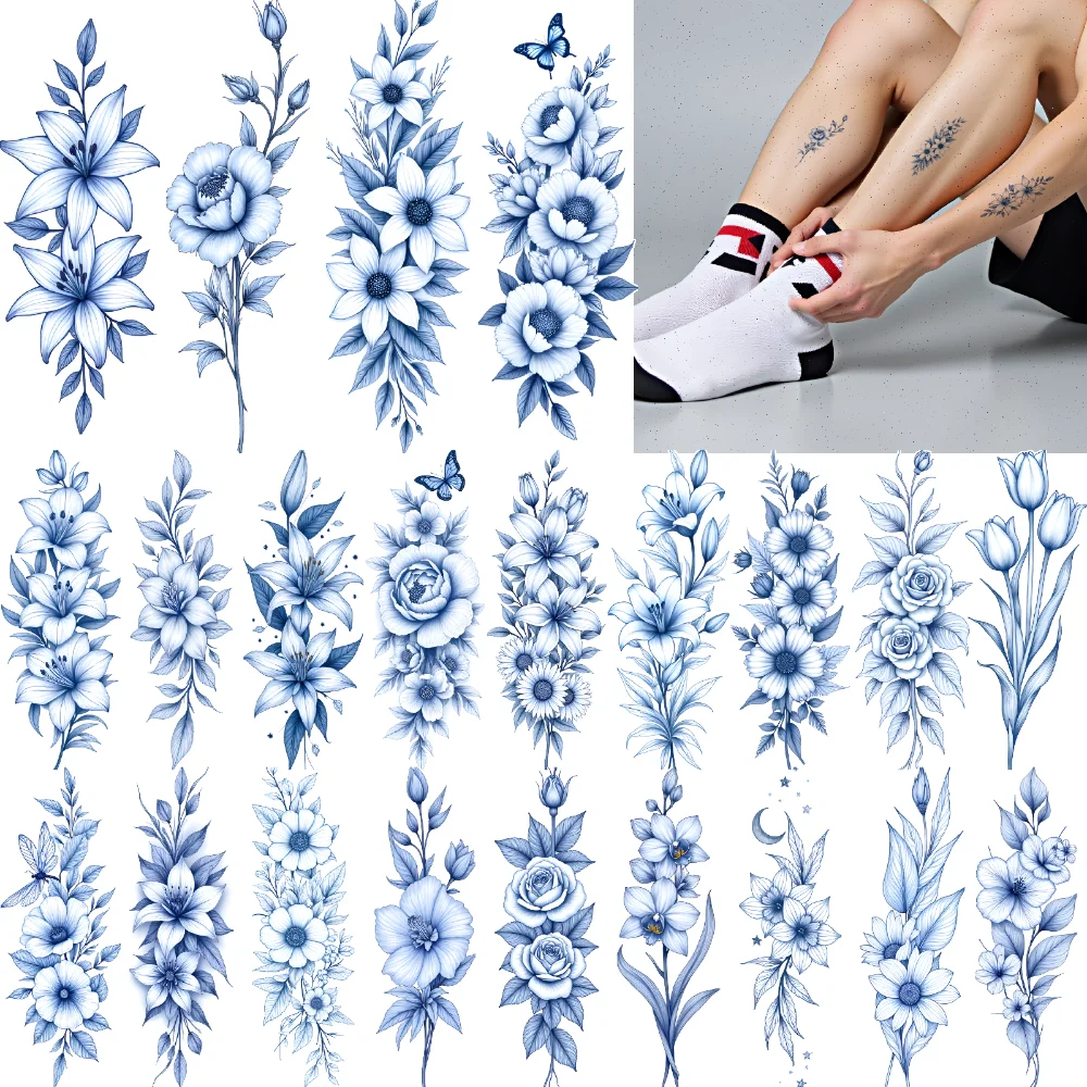 9pcs Temporary Tattoo Leaves Temporary Tattoo Stickers Butterflies Roses Blue Line Floral Designs For Adults Arms Shoulders
9pcs Temporary Tattoo Leaves Temporary Tattoo Stickers Butterflies Roses Blue Line Floral Designs For Adults Arms Shoulders