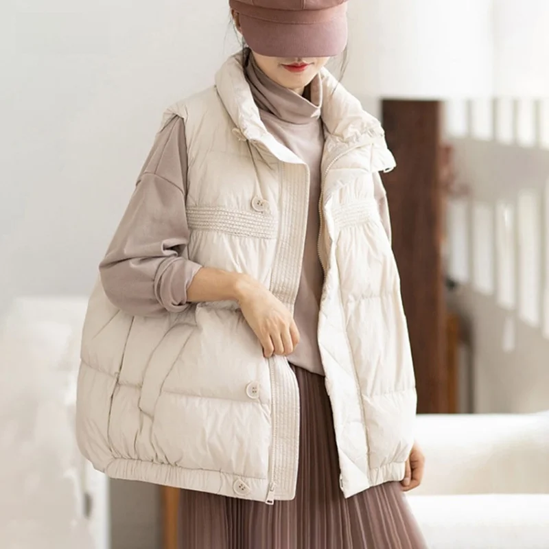 Women's White Du down Vest 2024 New Vintage Loose Fitting Outerwear Warm Padded Jaet Coat Sle Commute Faion
Women's White Du down Vest 2024 New Vintage Loose Fitting Outerwear Warm Padded Jaet Coat Sle Commute Faion