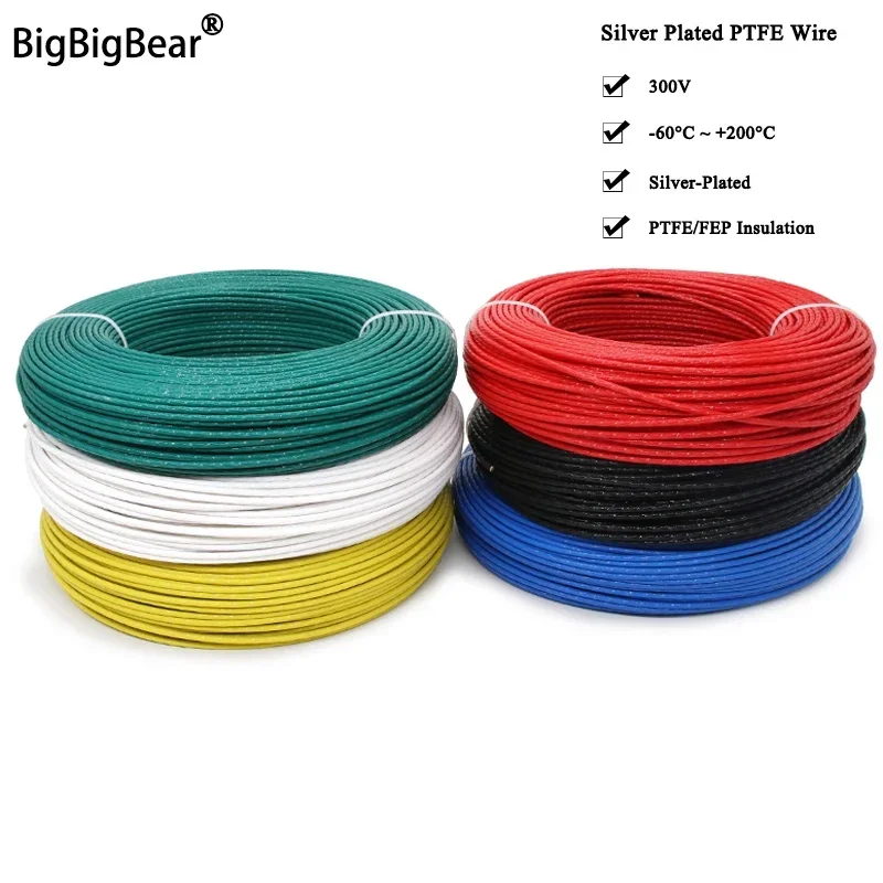 5M/10M PTFE Silver Plated Wire 30AWG - 10AWG High Purity OFC Electronic HiFi Audio Speaker Headphone DIY Signal Copper Cable
5M/10M PTFE Silver Plated Wire 30AWG - 10AWG High Purity OFC Electronic HiFi Audio Speaker Headphone DIY Signal Copper Cable