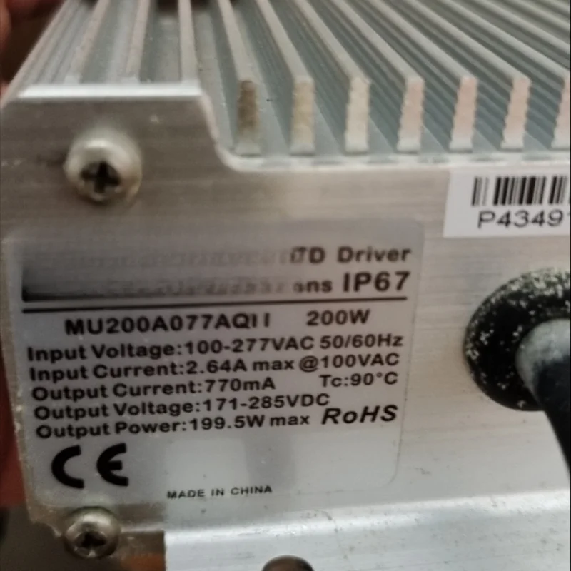 Power supply MU200A077AQl1 street lamp 200W current 770ma constant current
Power supply MU200A077AQl1 street lamp 200W current 770ma constant current
