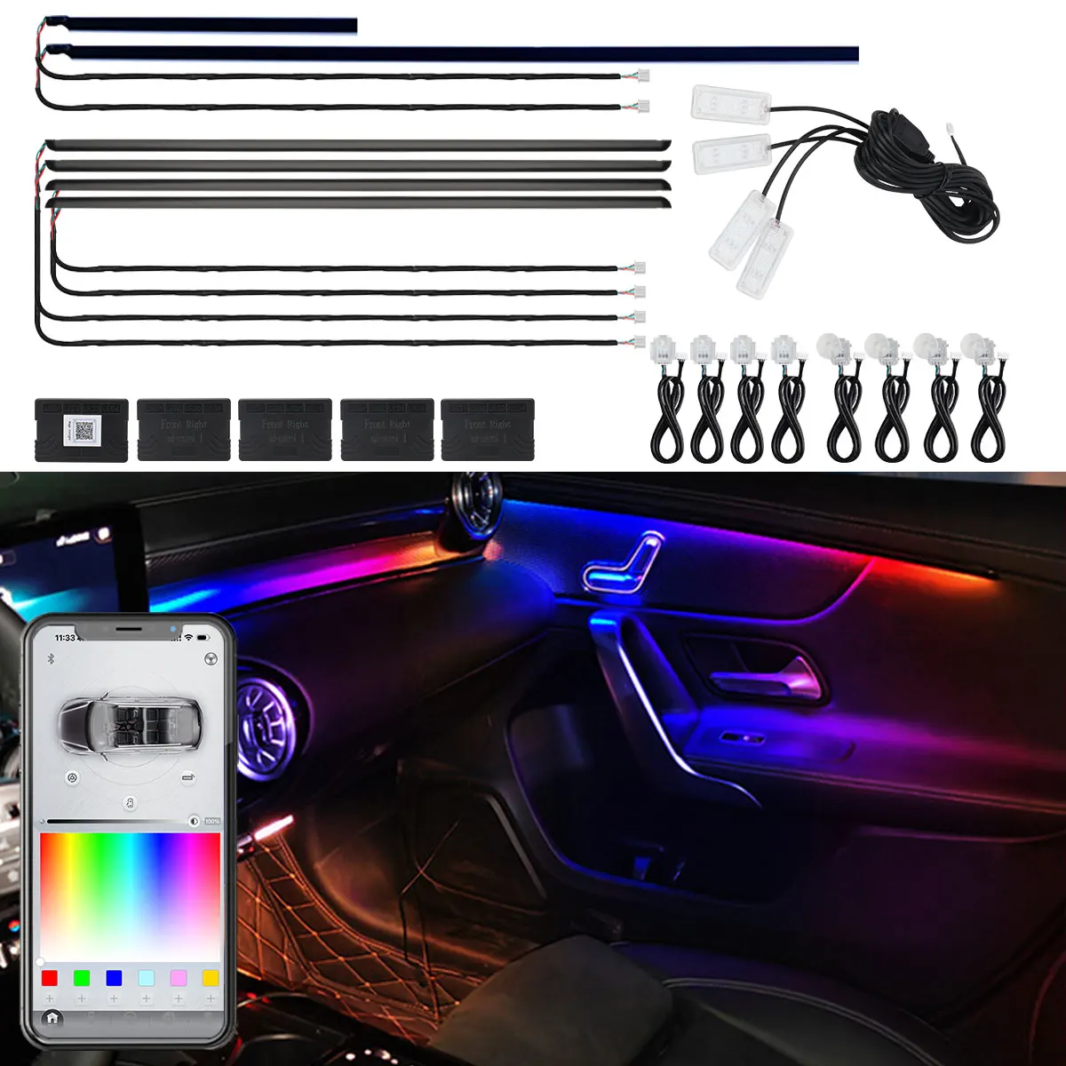 6/10/18 in 1 Led Acrylic Car Ambient Light RGB 64 213 Color Symphony Waterfall Lamp APP with Remote Control Atmosphere Lamp Kit
6/10/18 in 1 Led Acrylic Car Ambient Light RGB 64 213 Color Symphony Waterfall Lamp APP with Remote Control Atmosphere Lamp Kit