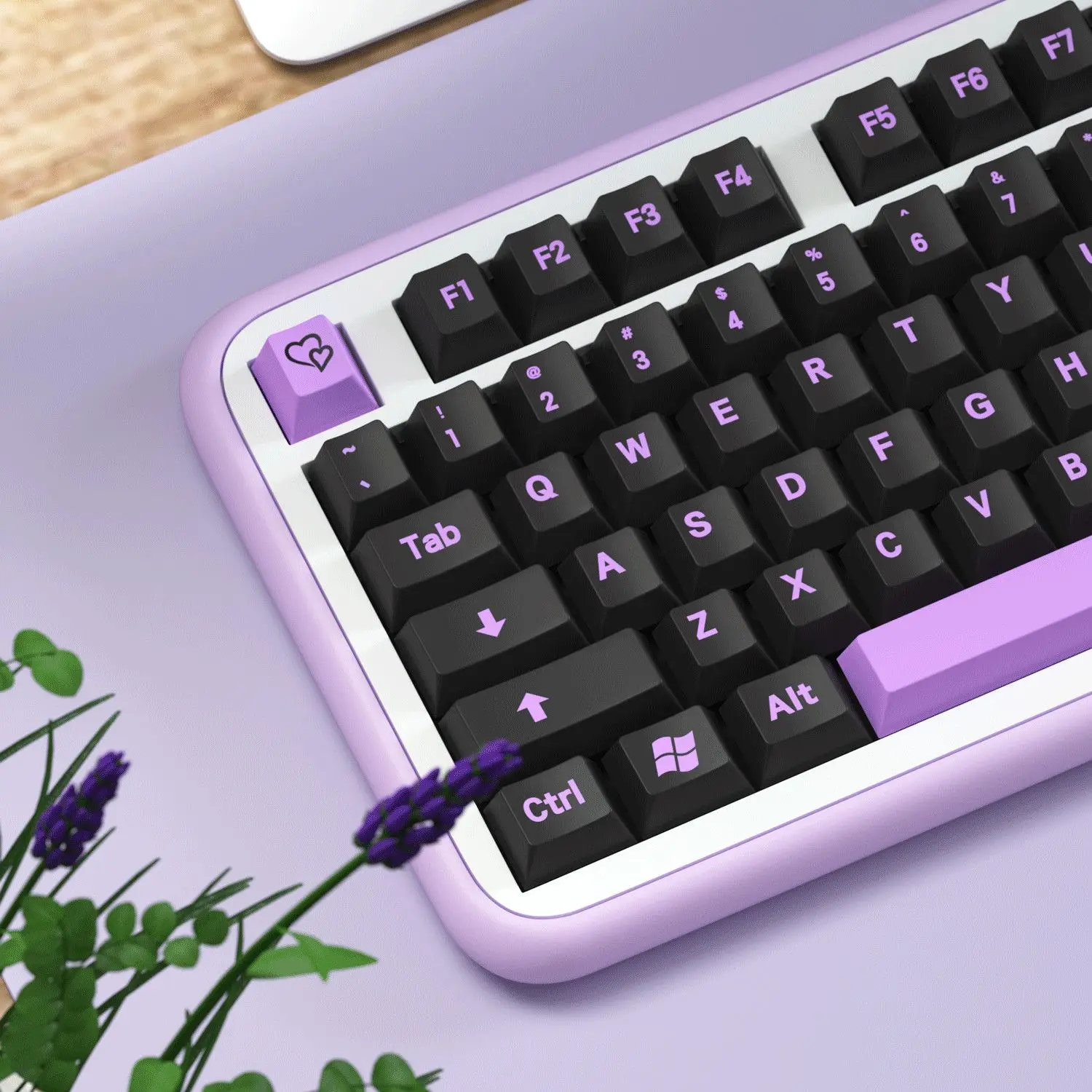 Purple love keycaps, black and purple original factory height PBT five-sided hot sublimation personality creative mechanical key
Purple love keycaps, black and purple original factory height PBT five-sided hot sublimation personality creative mechanical key